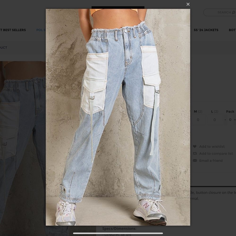 POL pants POL jeans Light Blue Denim Straight-Leg Cargo Pants  Patch Pockets new